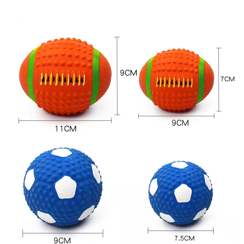 Popular Toys Elasticity Balls Sounding Toy Latex Rugby Tennis Teeth Cleaning Training Pet Product Molar Bite Rubber Chew Ball