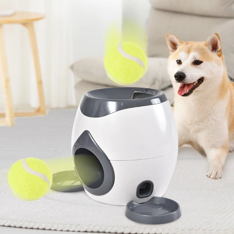 2024 New Interactive Pet Ball Launcher Toy Dog Tennis Food Reward Machine Thrower Slow Feeder for Cats Kitten Puppy