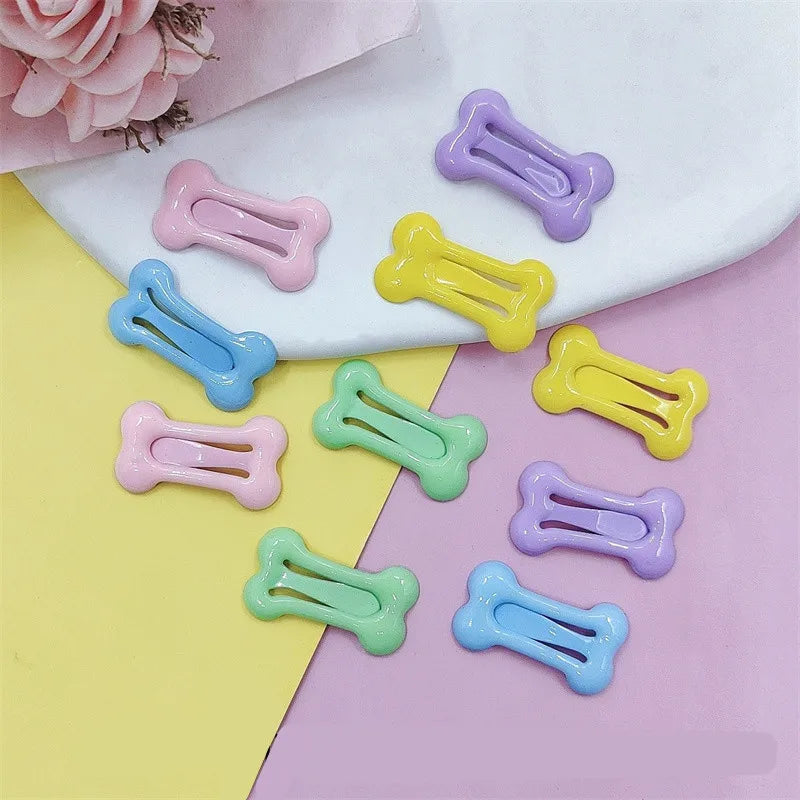 Pet Hairpin Puppy Dog Bone Shape Hair Clips Kitten Hair Grooming Pets Puppy Hair Decoration Random Color Pet Supplies