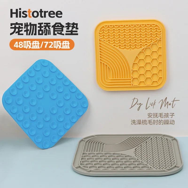 Pet Supplies Silicone Pet Licking Mat Cat Anti-choking With Slow Food Bowl Puppy Bath Distracted Licking Plate Cutlery