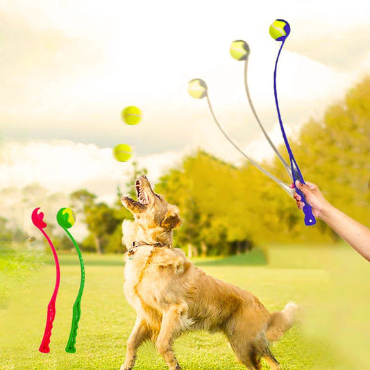 Dog Toys Throwing Pole ABS 50cm Dog Training Ball Thrower Outdoor with Tennis Ball Training Throwing Toys